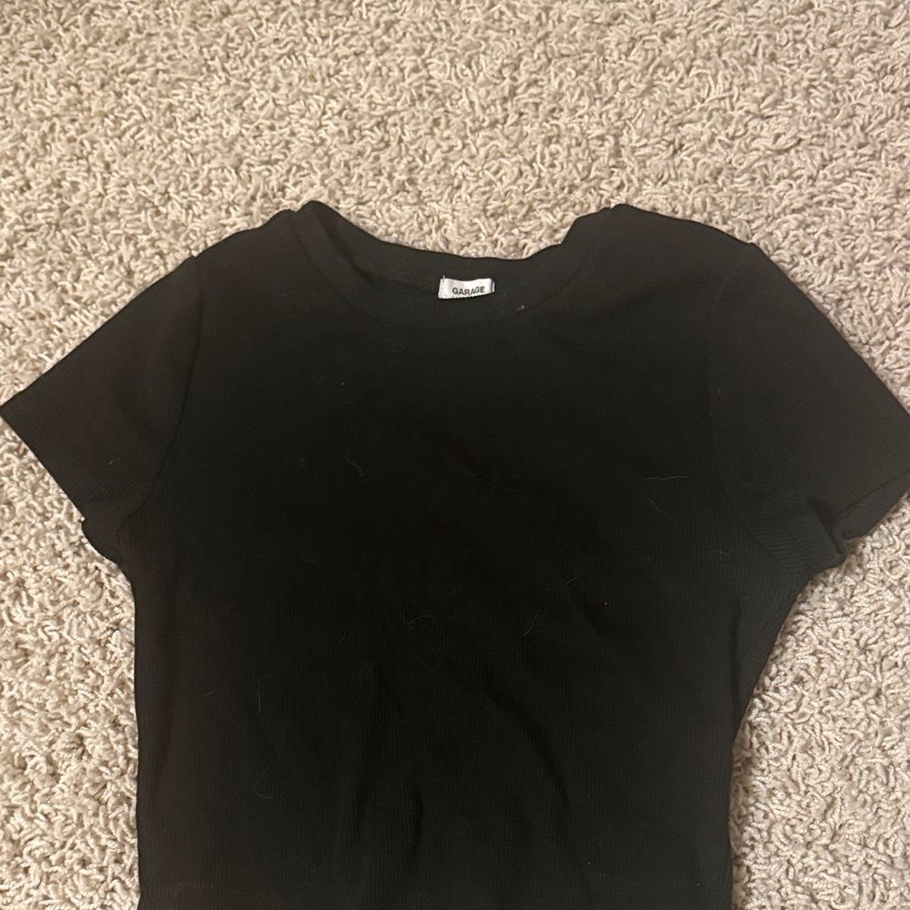 Garage Black ribbed Crop Top
